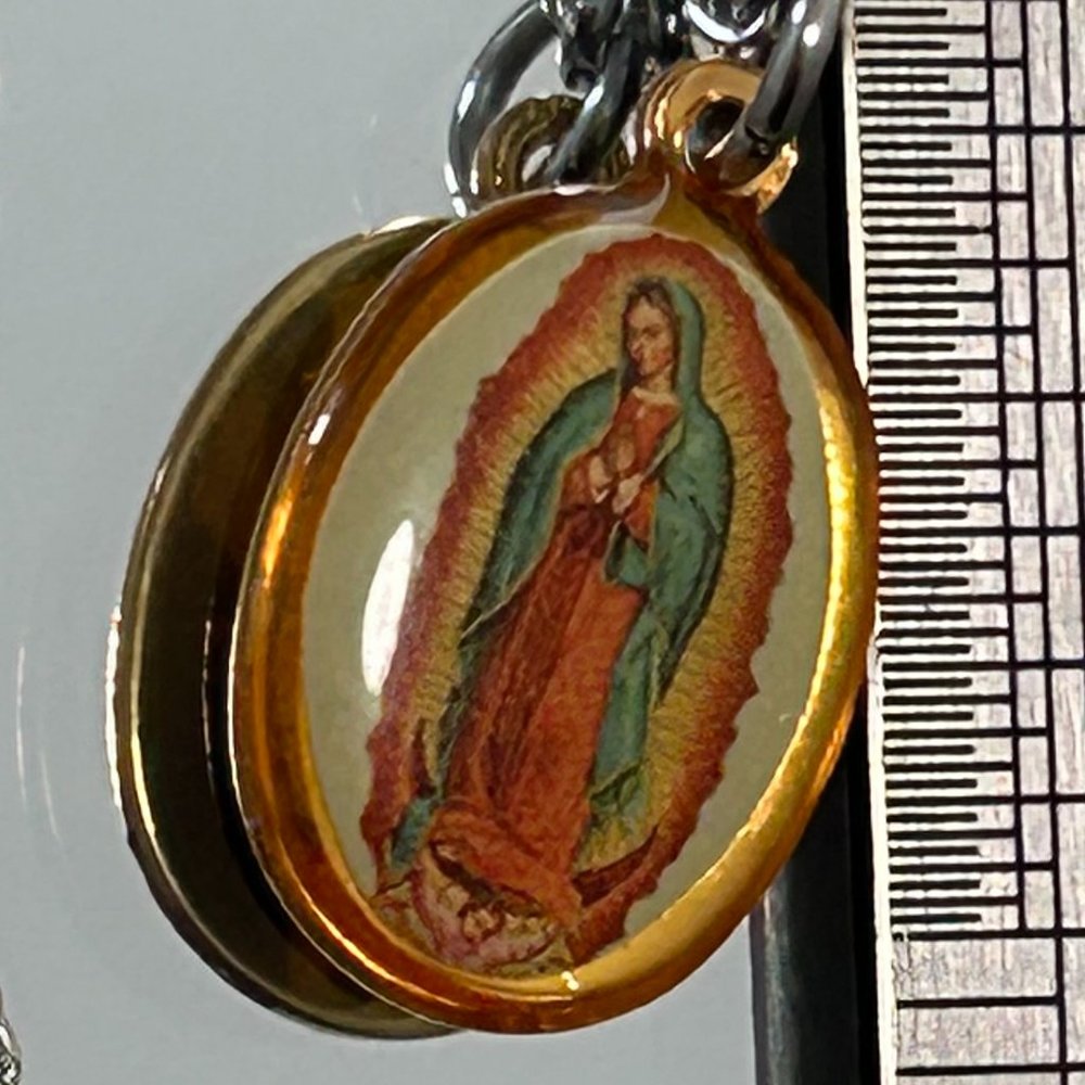 Retro Vintage Virgin Mary Our Lady of Guadalupe Religious Medal Charm Necklace